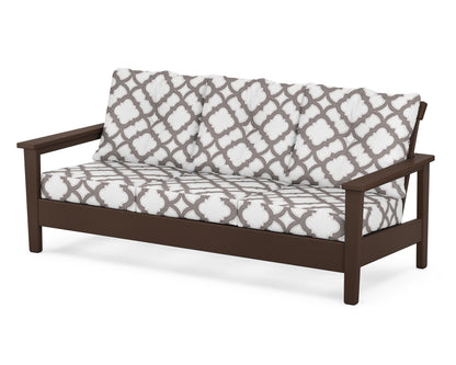 POLYWOOD® Prescott Deep Seating Sofa in Mahogany / Trellis Grey Mist