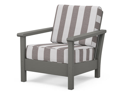 POLYWOOD® Harbour Deep Seating Chair in Slate Grey / Cabana Stripe Grey Mist