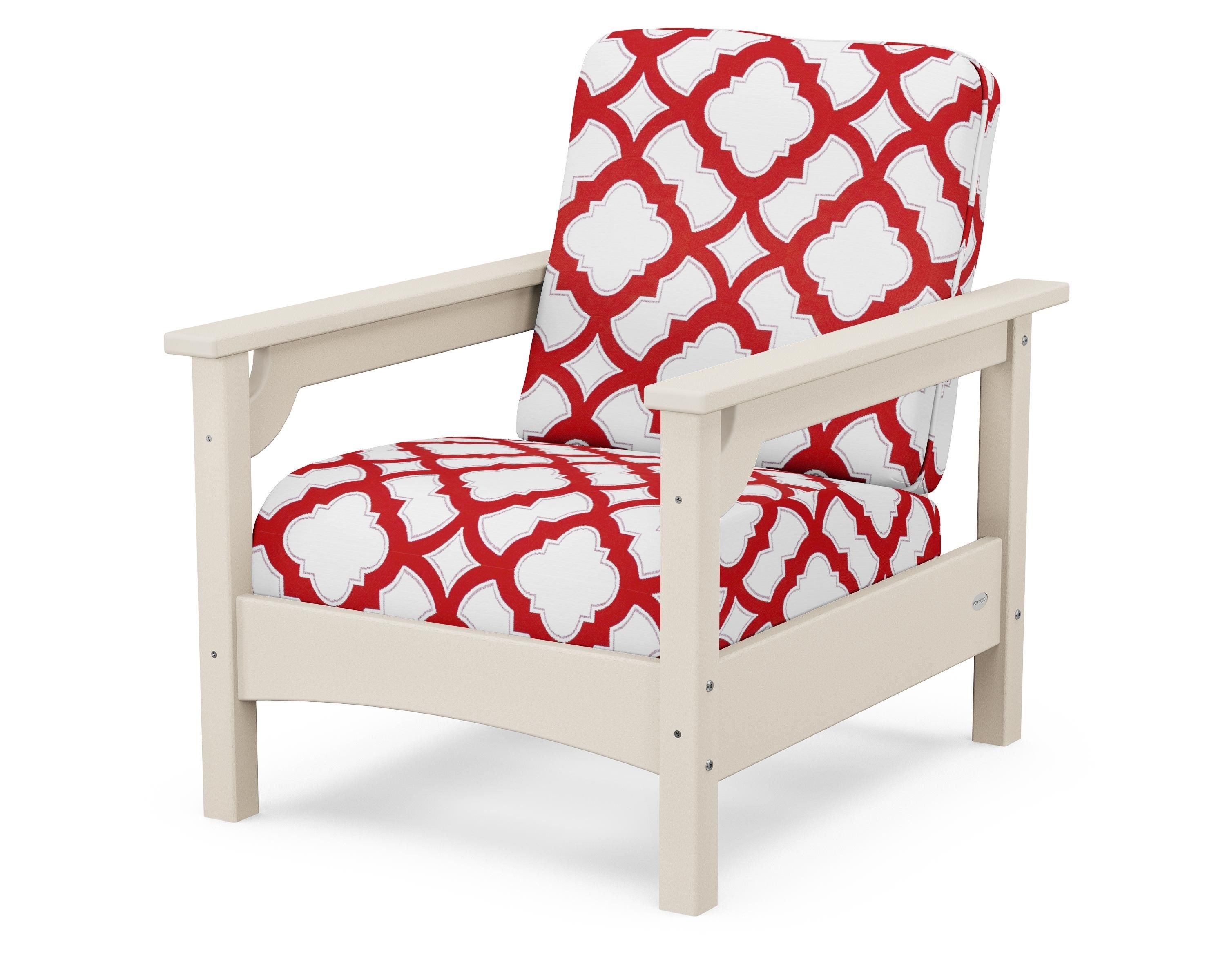 POLYWOOD® Club Chair in Sand / Trellis Crimson