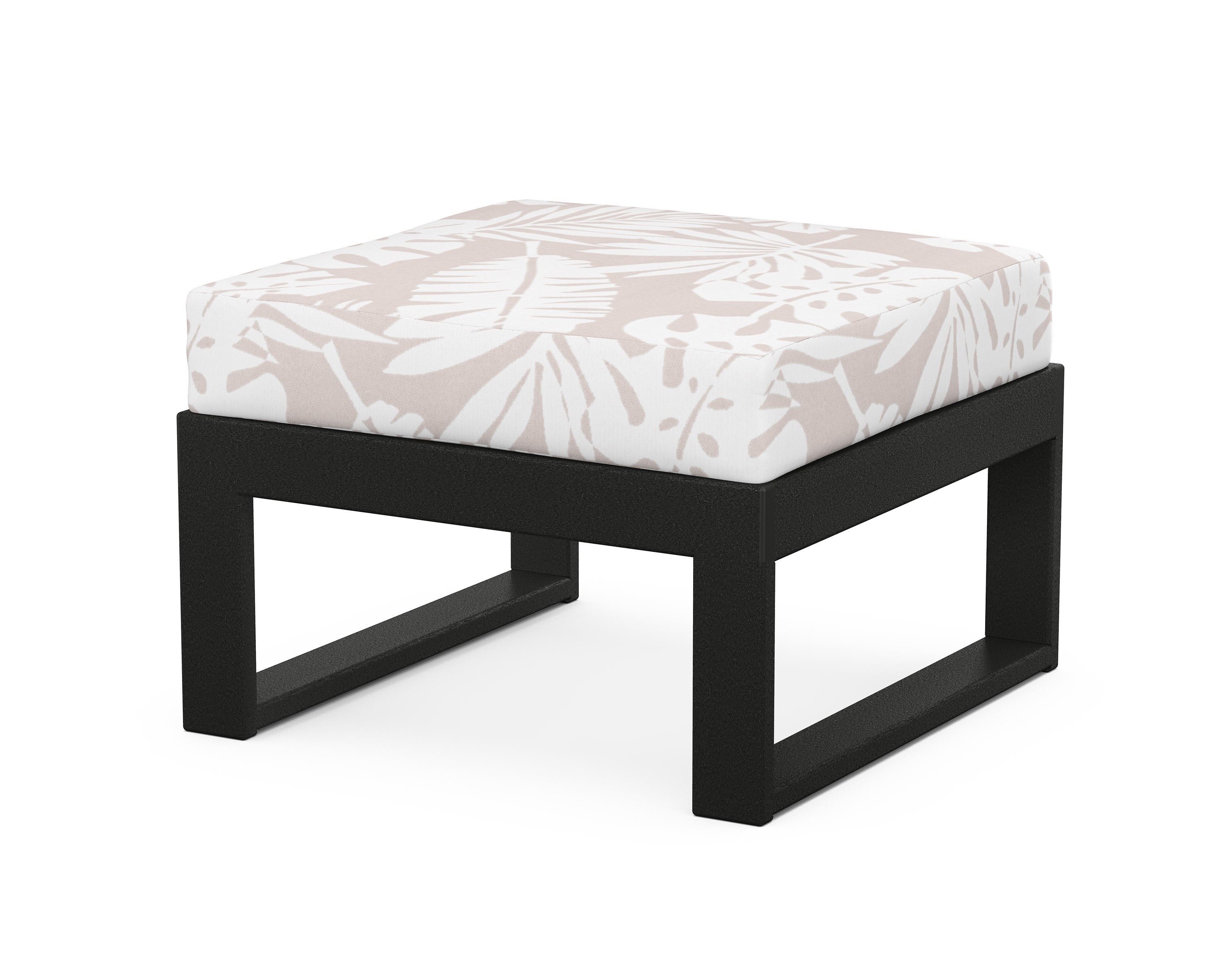 Unbranded Modular Ottoman - Modern in Black / Leaf Dune Burlap