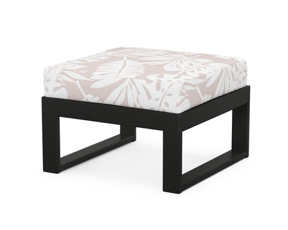Unbranded Modular Ottoman - Modern in Black / Leaf Dune Burlap