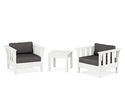 Martha Stewart by POLYWOOD® Acadia 3-Piece Deep Seating Set in White / Ash Charcoal
