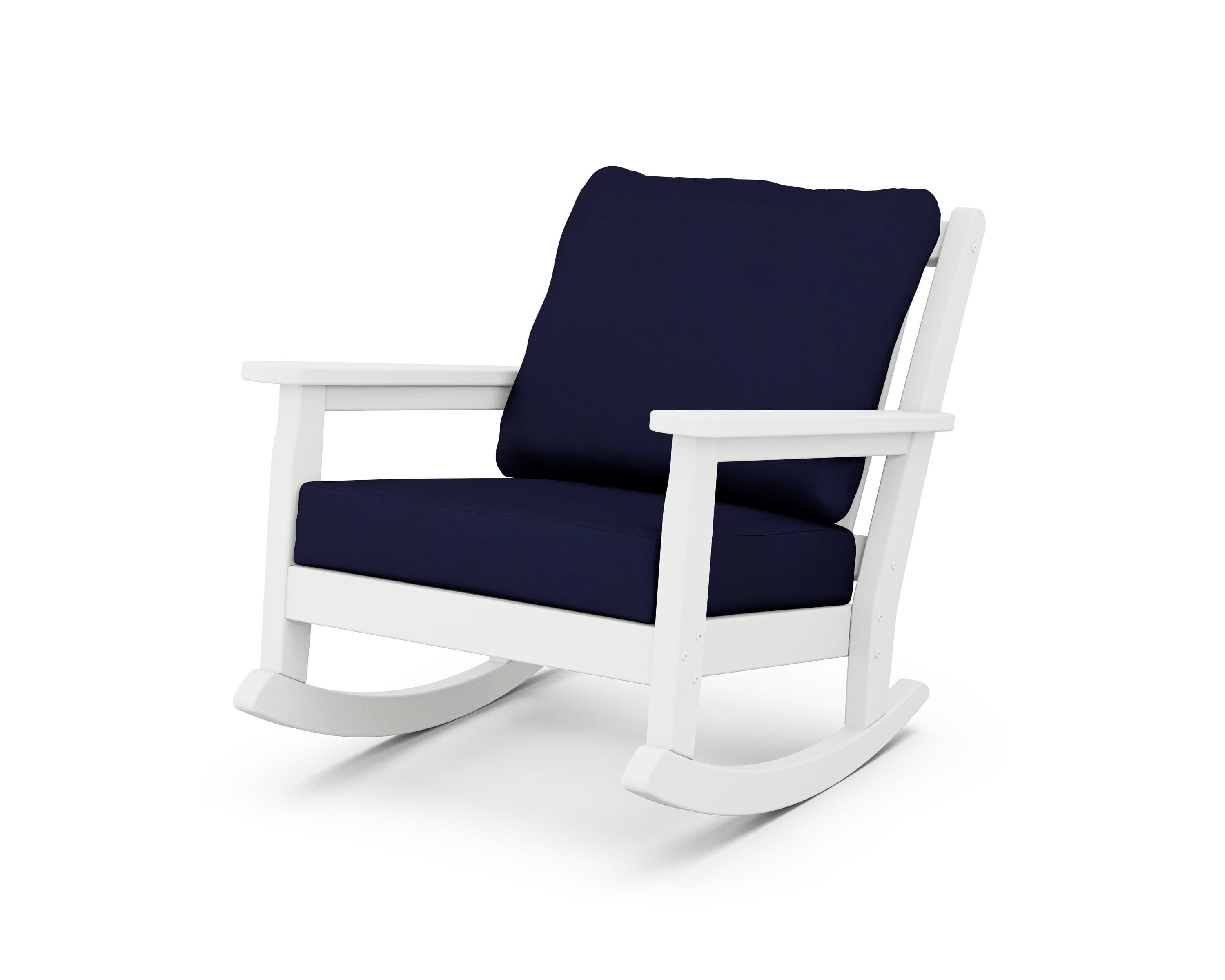 POLYWOOD® Chippendale Deep Seating Rocking Chair in White / Navy