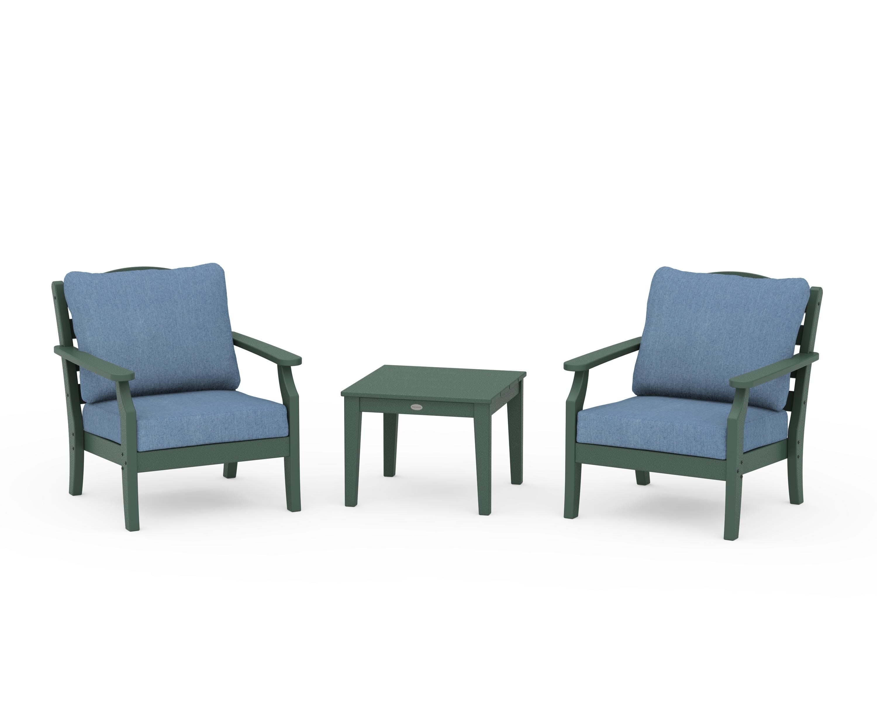 Draper James™ by  POLYWOOD® Savannah 3-Piece Deep Seating Set in Green / Sky Blue