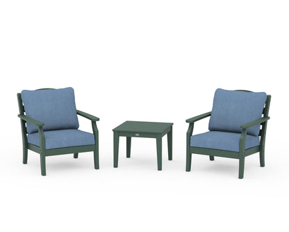 Draper James™ by  POLYWOOD® Savannah 3-Piece Deep Seating Set in Green / Sky Blue