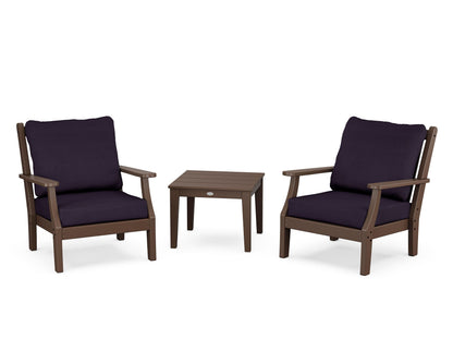 Country Living Wovendale 3-Piece Deep Seating Set in Mahogany / Navy Linen