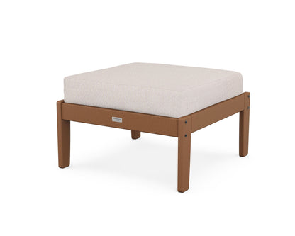 Country Living Cottage Deep Seating Ottoman in Teak / Dune Burlap