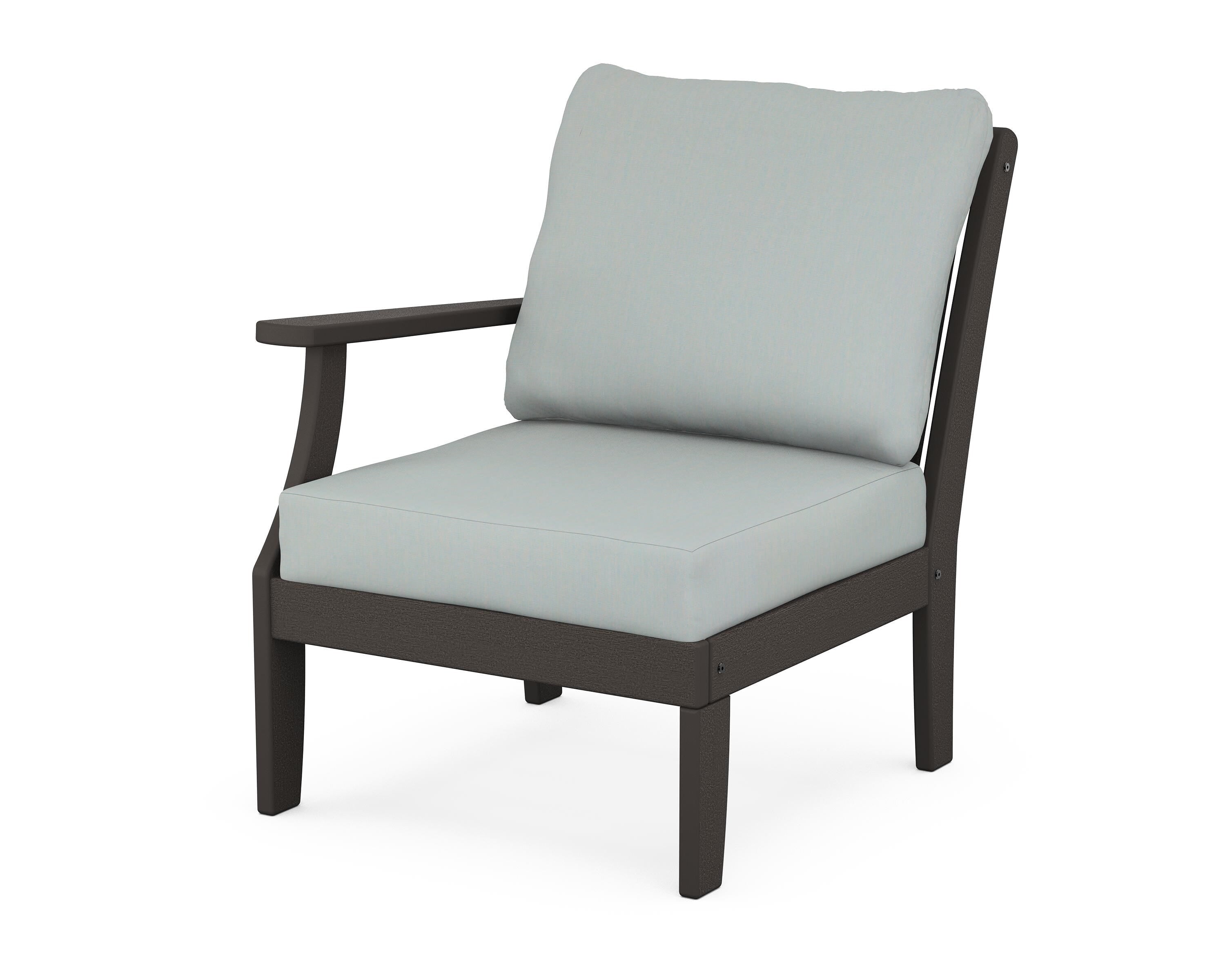 POLYWOOD® Braxton Modular Left Arm Chair in Vintage Coffee / Spa