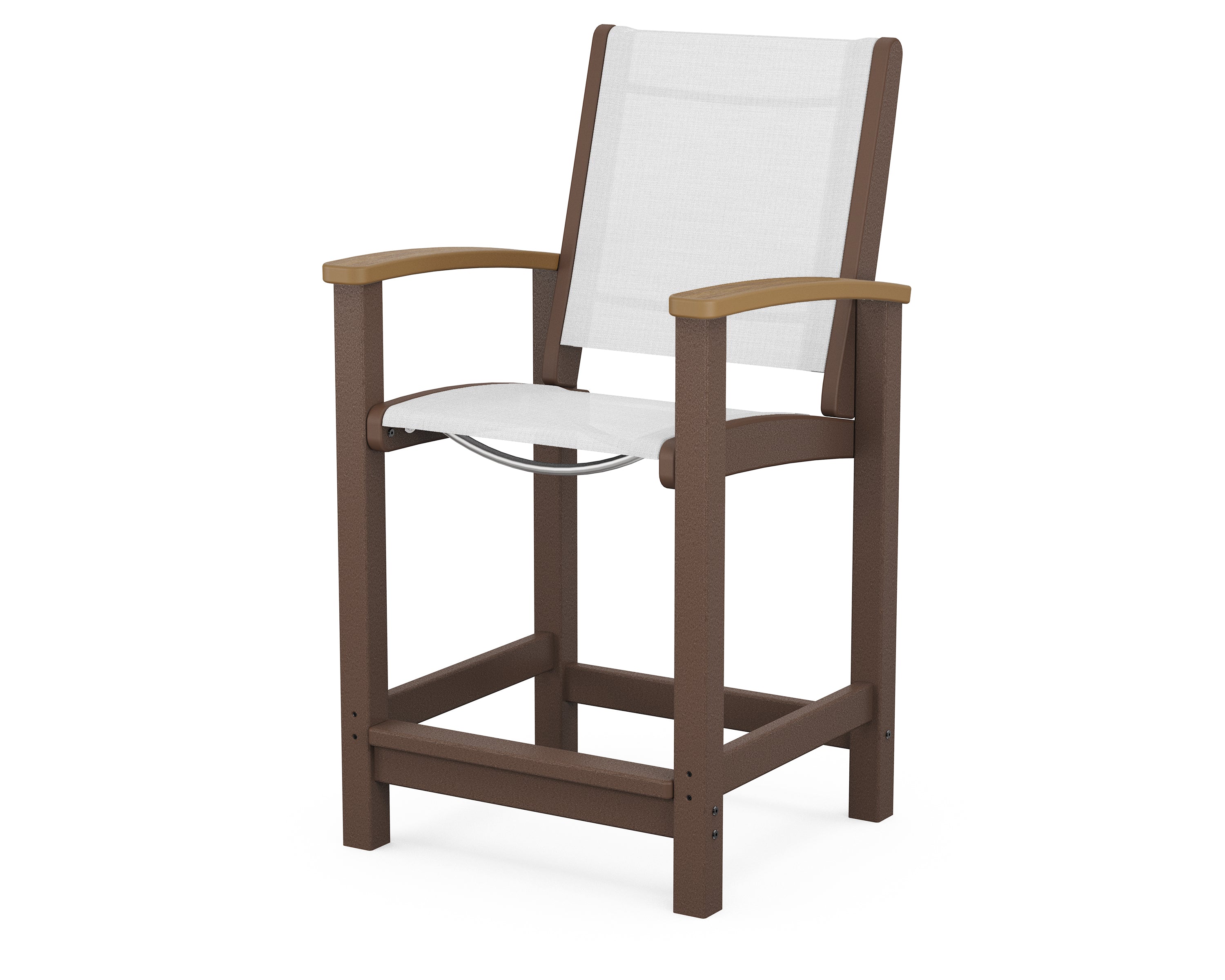 POLYWOOD® Coastal Counter Chair in Mahogany / Natural / White Sling