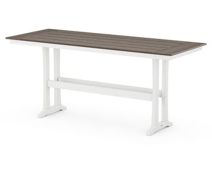 POLYWOOD® Farmhouse Trestle 38" x 96" Bar Table in White / Kona