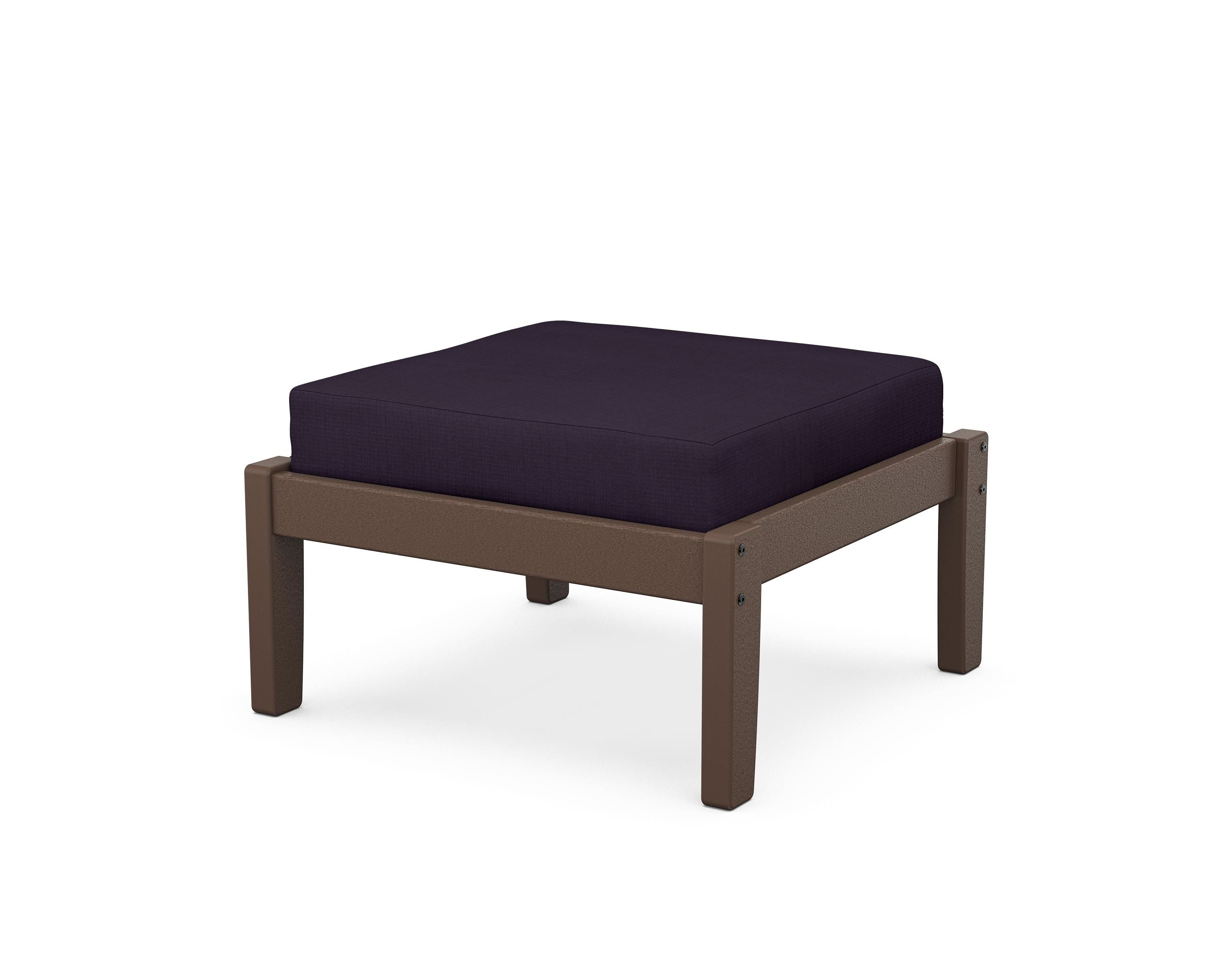 Unbranded Deep Seating Ottoman in Mahogany / Navy Linen