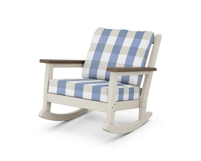 POLYWOOD® Chippendale Deep Seating Rocking Chair in Sand / Kona / Buffalo Plaid Sky Blue
