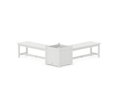 POLYWOOD® 48" Vineyard L- Shaped Planter Bench Set- Large in White