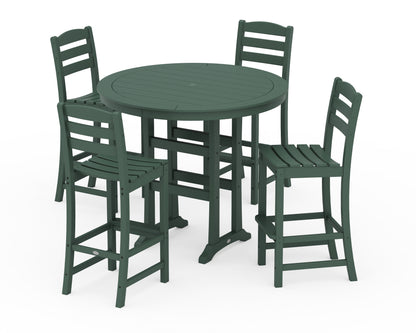 POLYWOOD® La Casa Café 5-Piece Side Chair Bar Dining Set in Green