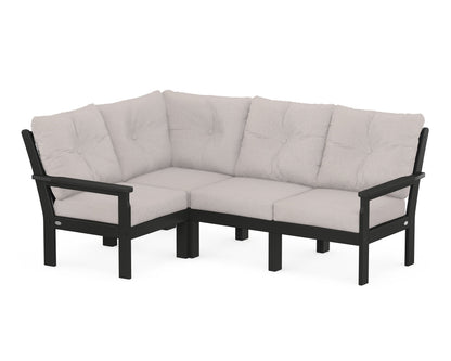 POLYWOOD® Vineyard 4-Piece Sectional in Black / Dune Burlap