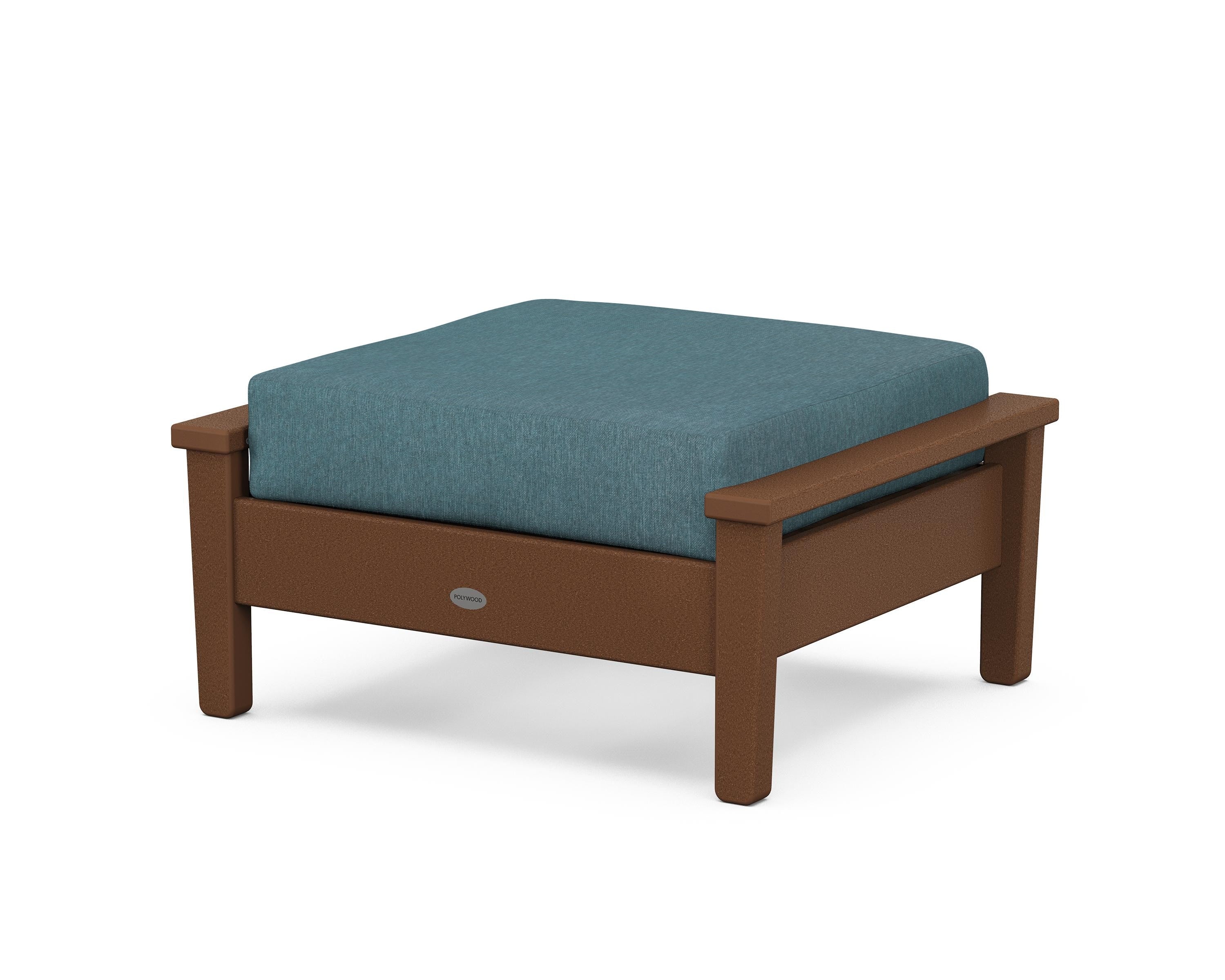 POLYWOOD® Prescott Deep Seating Ottoman in Teak / Ocean Teal
