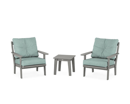 POLYWOOD® Mission 3-Piece Deep Seating Set in Slate Grey / Glacier Spa