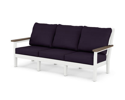 POLYWOOD® Chippendale Deep Seating Sofa in White / Kona / Navy Linen