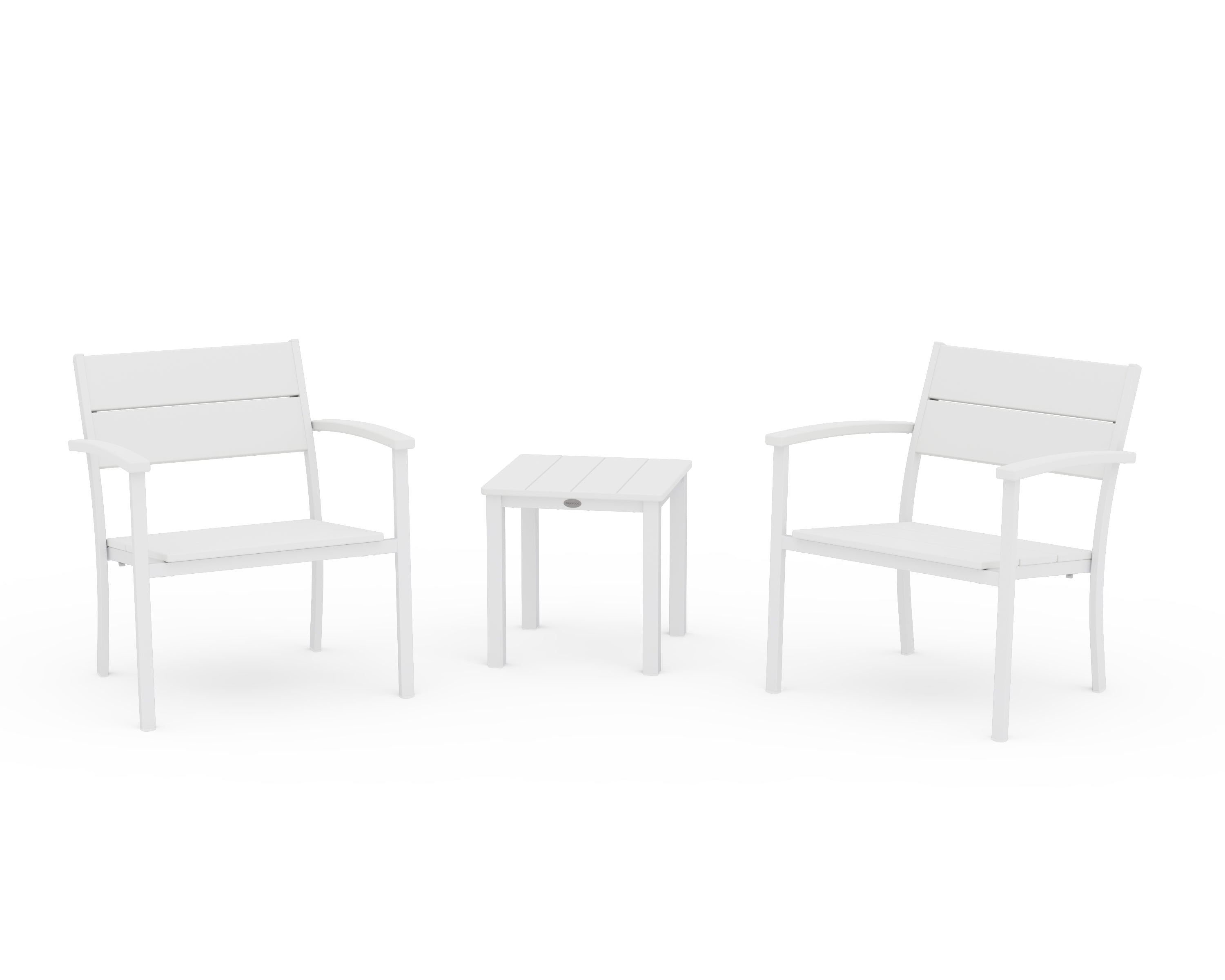 POLYWOOD® Main Street 3-Piece Lounge Chair Set in White / White