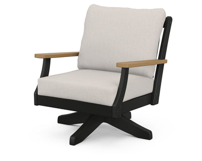 POLYWOOD® Braxton Deep Seating Swivel Chair in Black / Natural / Cast Ash