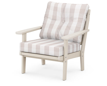 POLYWOOD® Lakeside Deep Seating Chair in Sand / Buffalo Plaid Dune Burlap