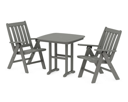 POLYWOOD® Vineyard Folding Chair 3-Piece Dining Set in Slate Grey