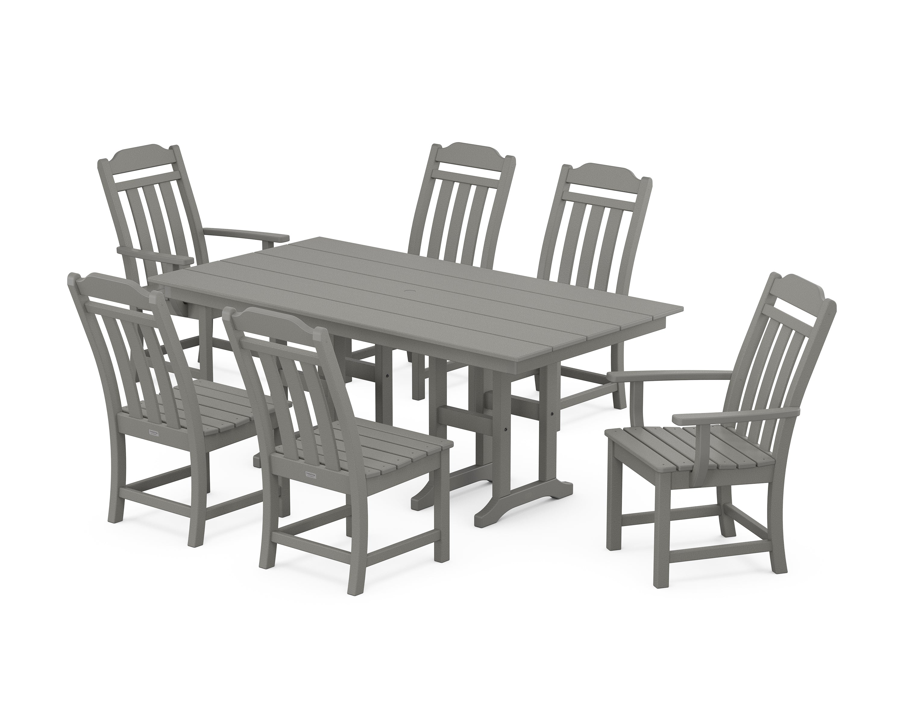 Country Living Cottage 7-Piece Farmhouse Dining Set in Slate Grey
