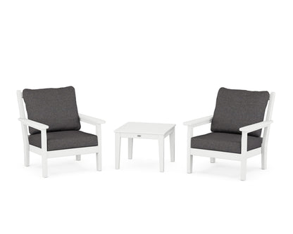POLYWOOD® Chippendale 3-Piece Deep Seating Set in White / Ash Charcoal