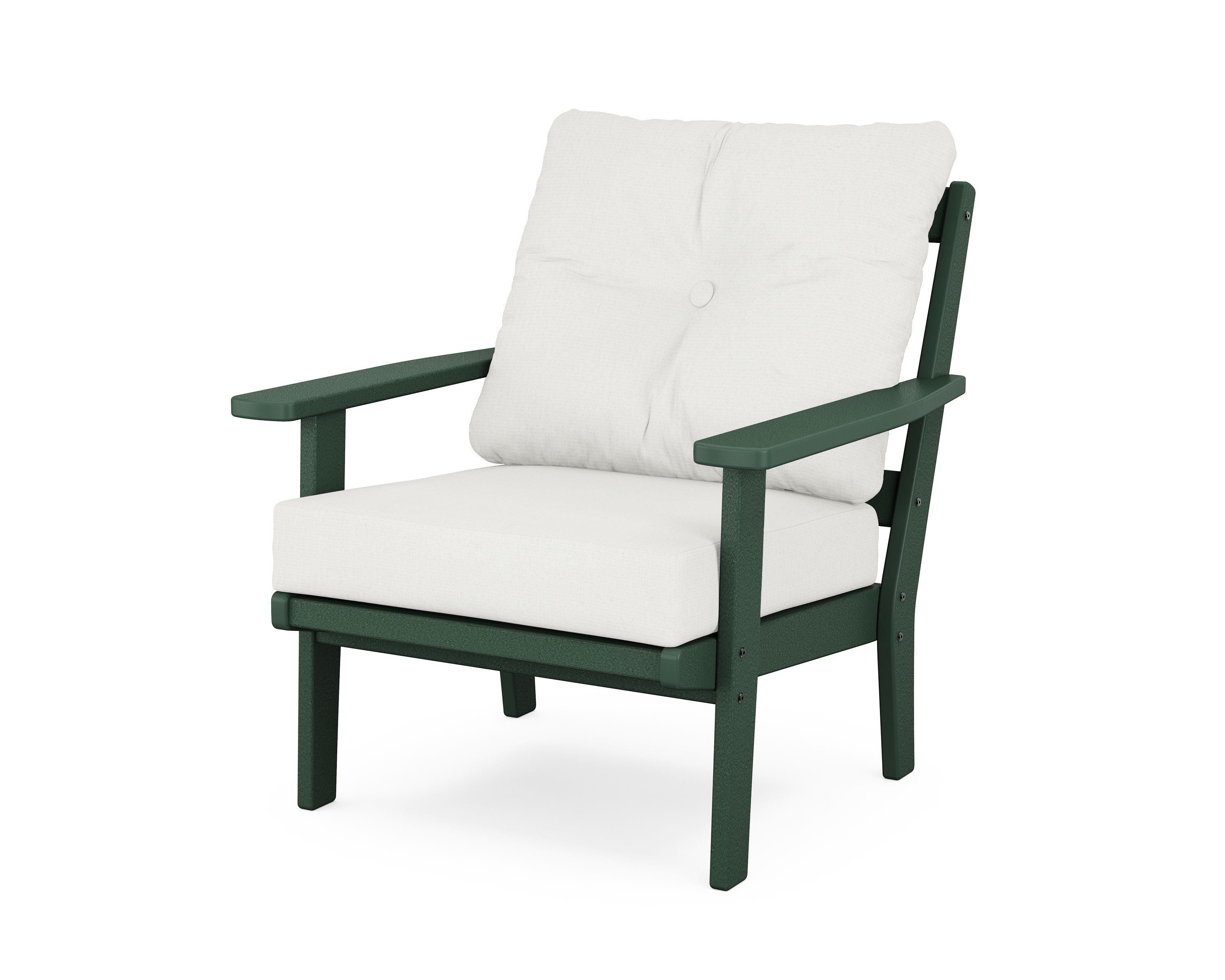 POLYWOOD® Oxford Deep Seating Chair in Green / Natural Linen