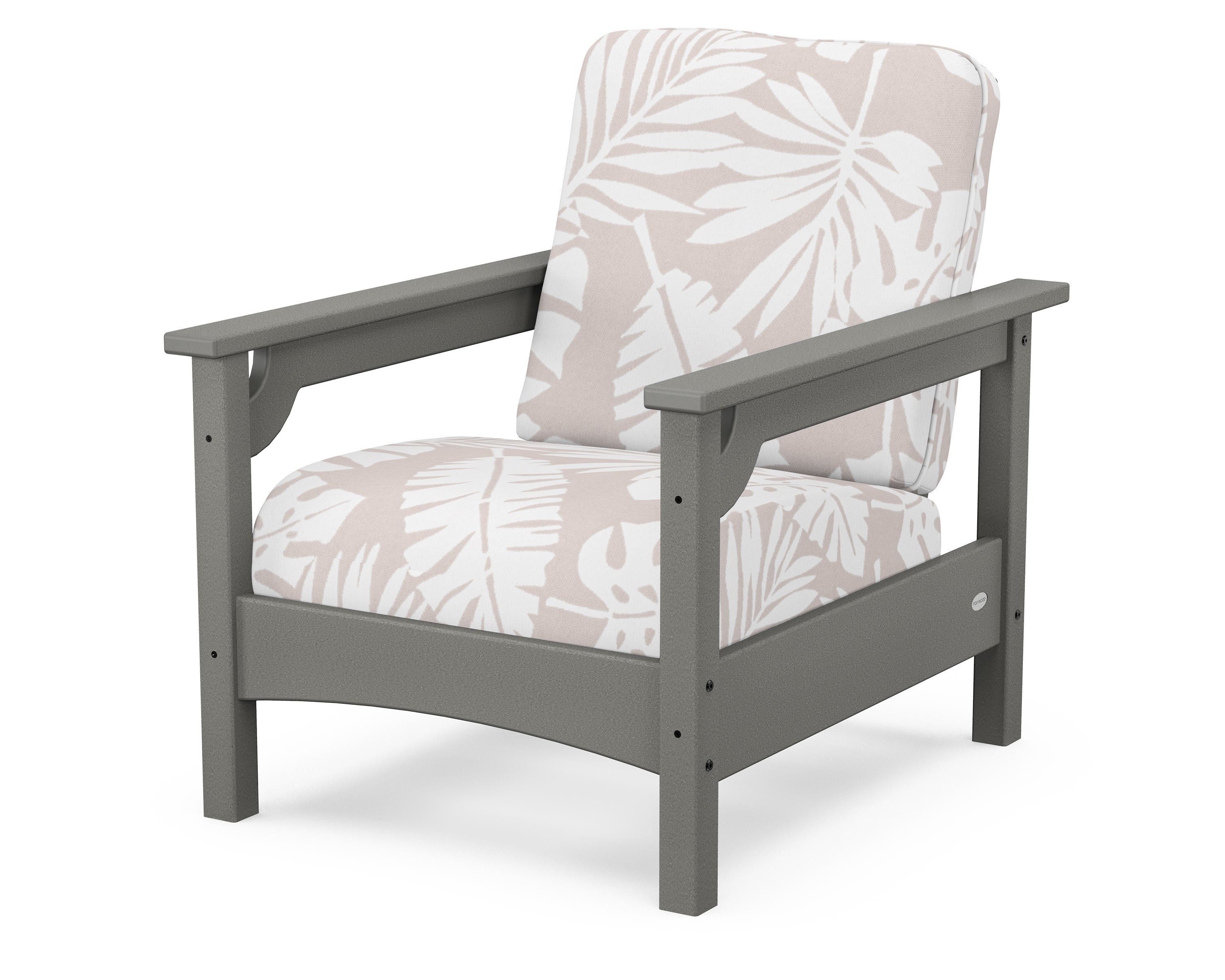 POLYWOOD® Club Chair in Slate Grey / Leaf Dune Burlap
