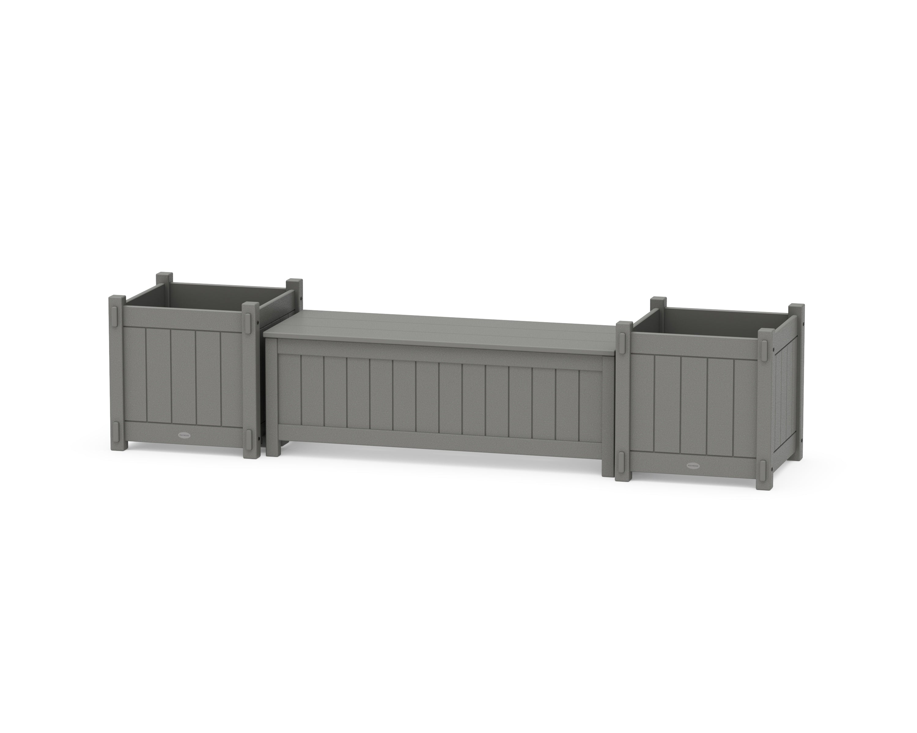 POLYWOOD® 48" Vineyard Straight Planter Storage Bench Set- Large in Slate Grey