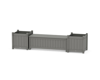 POLYWOOD® 48" Vineyard Straight Planter Storage Bench Set- Large in Slate Grey