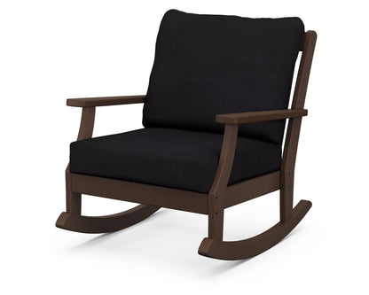 POLYWOOD® Braxton Deep Seating Rocking Chair in Mahogany / Midnight Linen