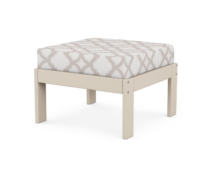 POLYWOOD® Vineyard Modular Ottoman in Sand / Trellis Dune Burlap