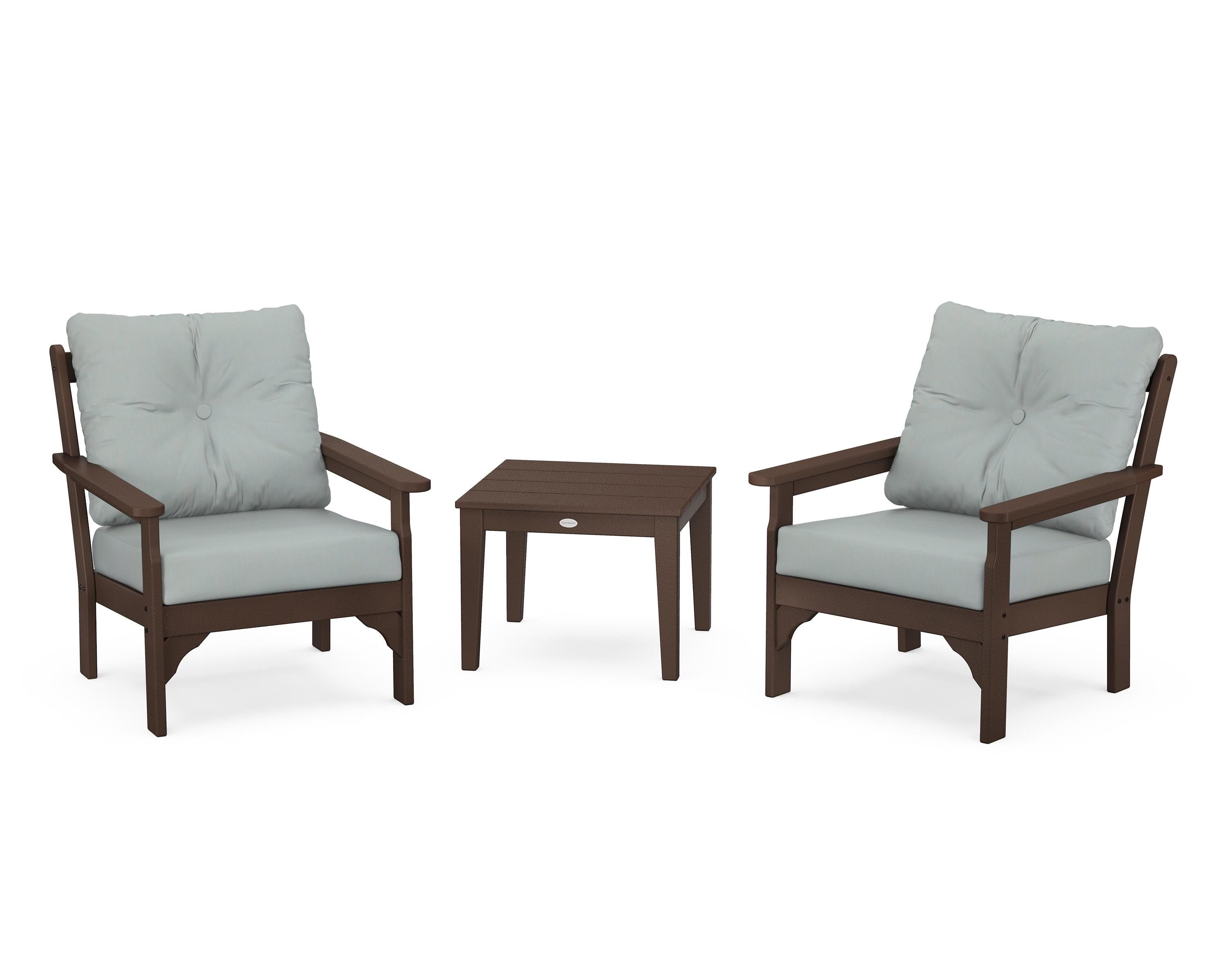 POLYWOOD® Vineyard 3-Piece Deep Seating Set in Mahogany / Spa