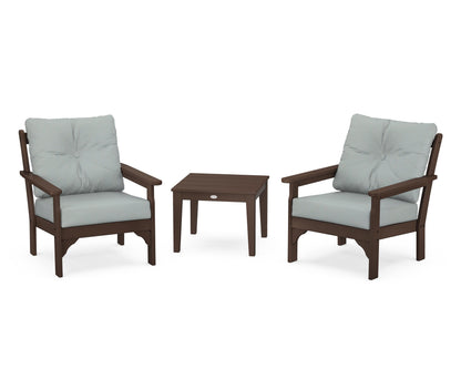 POLYWOOD® Vineyard 3-Piece Deep Seating Set in Mahogany / Spa