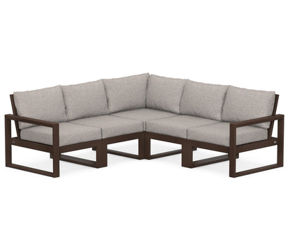 POLYWOOD® EDGE 5-Piece Modular Deep Seating Set in Mahogany / Weathered Tweed