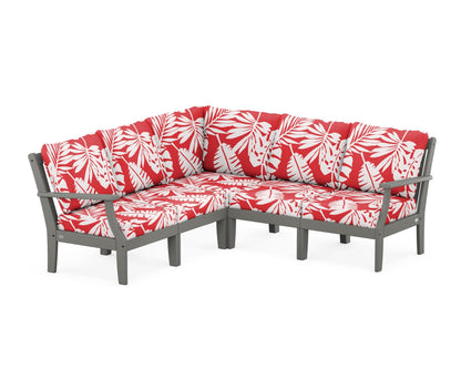 POLYWOOD® Braxton Modular 5-Piece Deep Seating Set in Slate Grey / Leaf Crimson