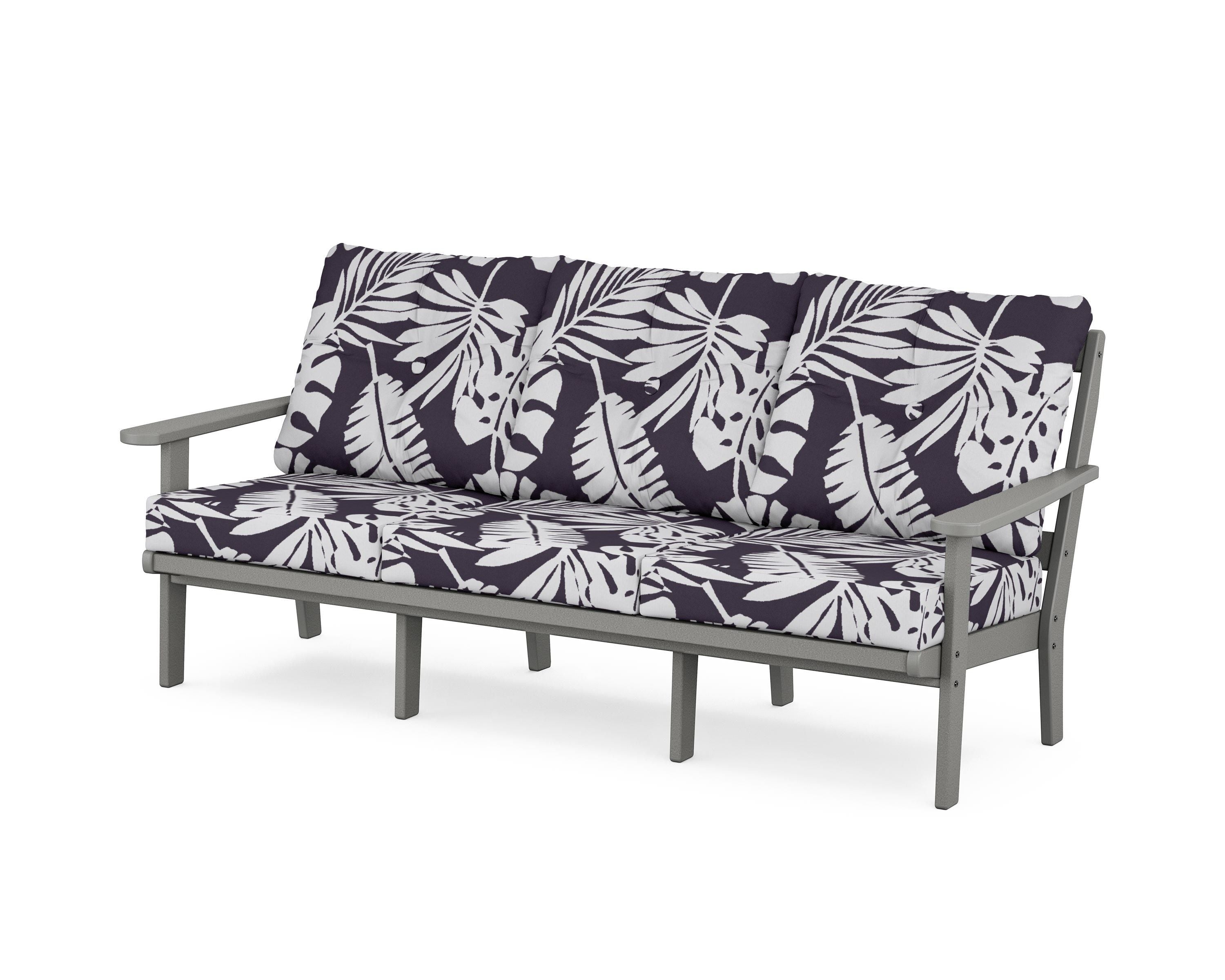 POLYWOOD® Mission Deep Seating Sofa in Slate Grey / Leaf Navy