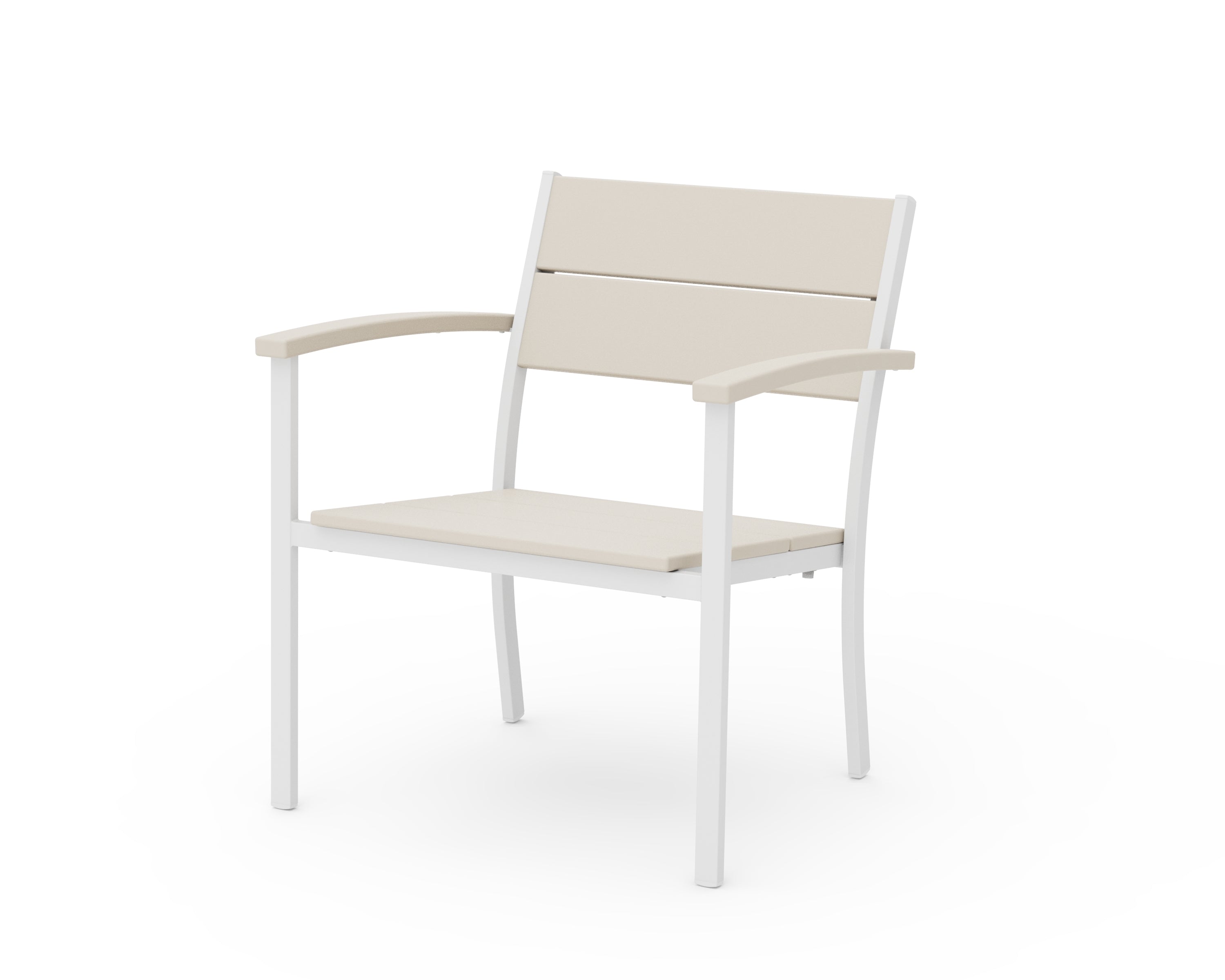 POLYWOOD® Main Street Stacking Lounge Arm Chair in White / Sand