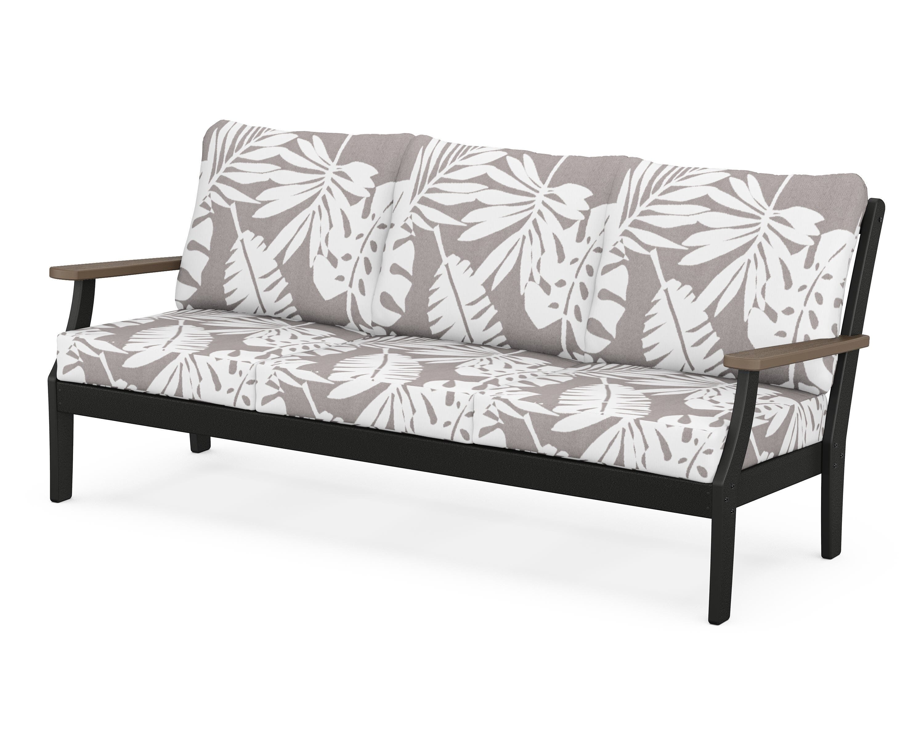 POLYWOOD® Braxton Deep Seating Sofa in Black / Kona / Leaf Grey Mist