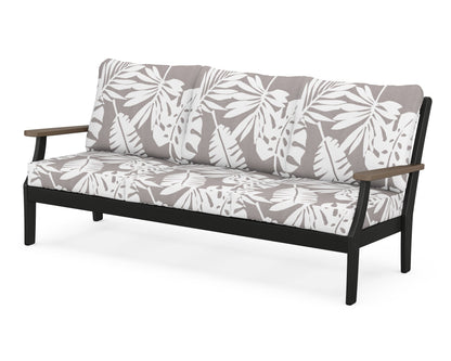 POLYWOOD® Braxton Deep Seating Sofa in Black / Kona / Leaf Grey Mist