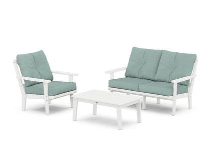 POLYWOOD® Prairie 3-Piece Deep Seating Set with Loveseat in White / Glacier Spa