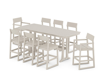 POLYWOOD® EDGE 9-Piece Bar Set with Trestle Legs in Sand