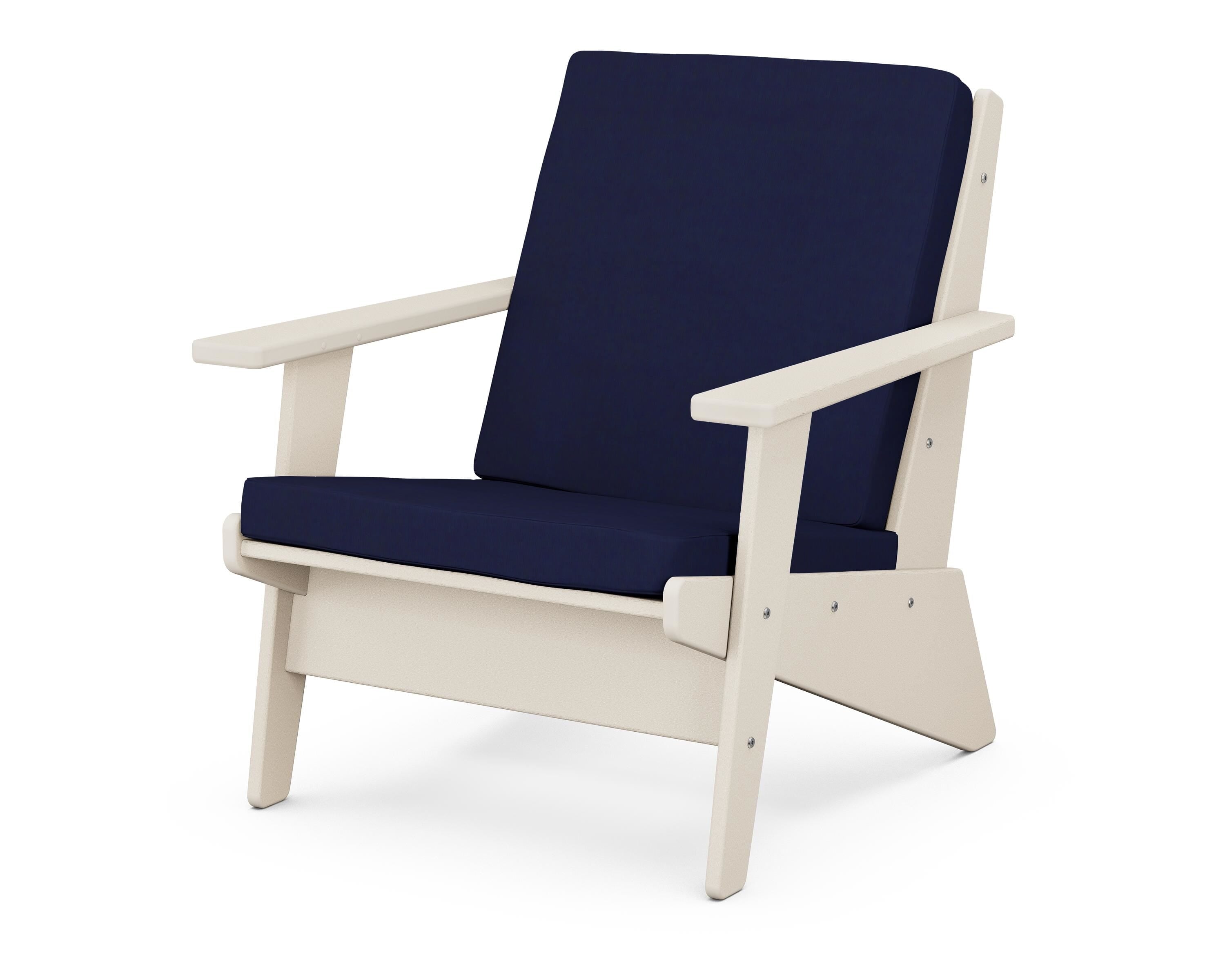 POLYWOOD® Riviera Modern Lounge Chair in Sand / Navy