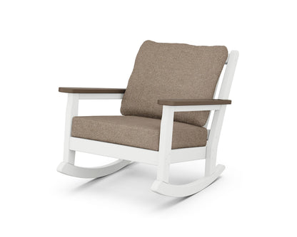 POLYWOOD® Chippendale Deep Seating Rocking Chair in White / Kona / Spiced Burlap