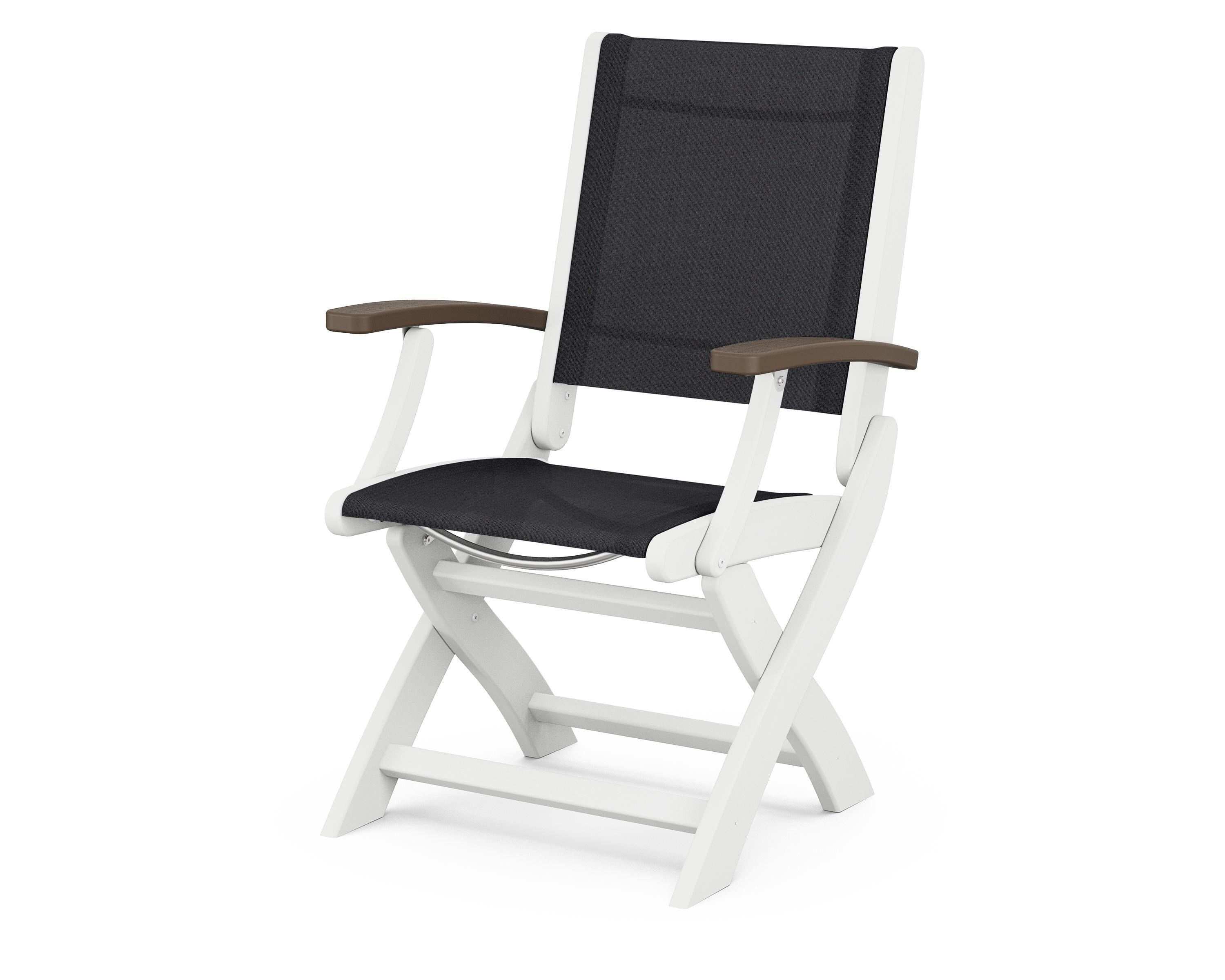 POLYWOOD® Coastal Folding Chair in White / Kona / Black Sling
