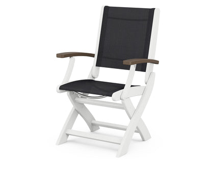 POLYWOOD® Coastal Folding Chair in White / Kona / Black Sling