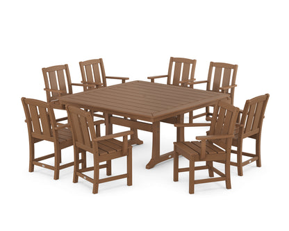 POLYWOOD® Mission 9-Piece Square Dining Set with Trestle Legs in Teak