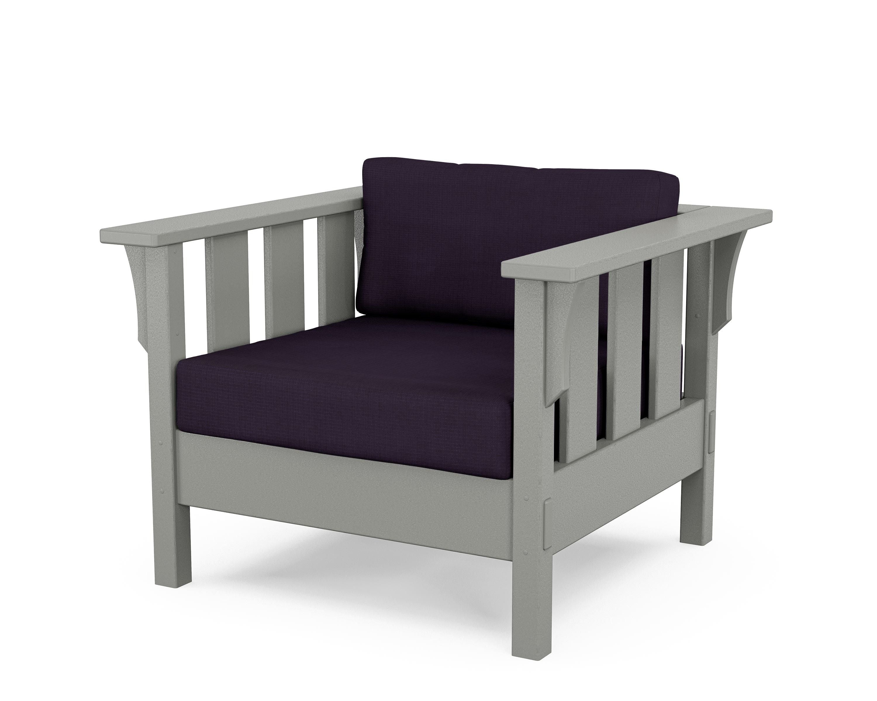Martha Stewart by POLYWOOD® Acadia Deep Seating Chair in Slate Grey / Navy Linen